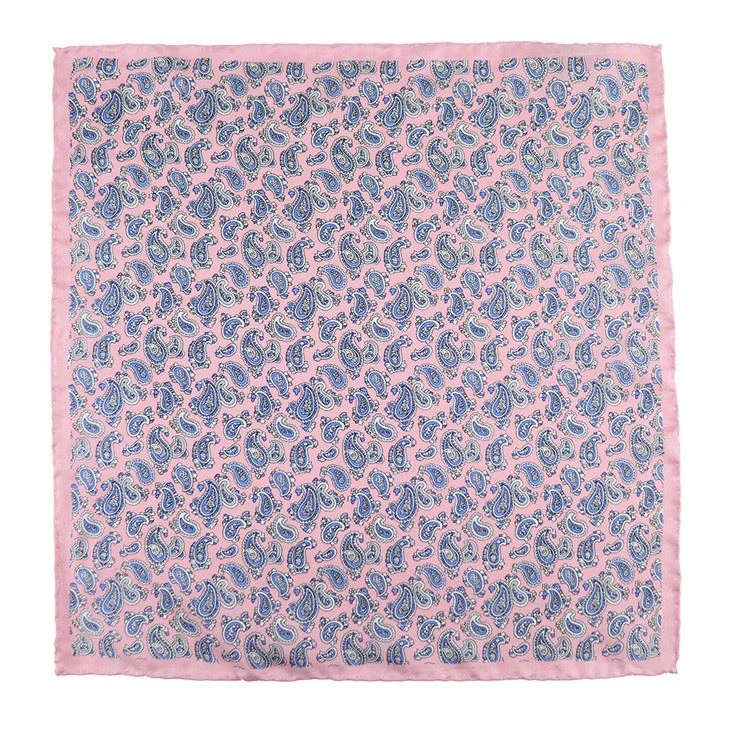 Pink And Blue Paisley Pocket Square